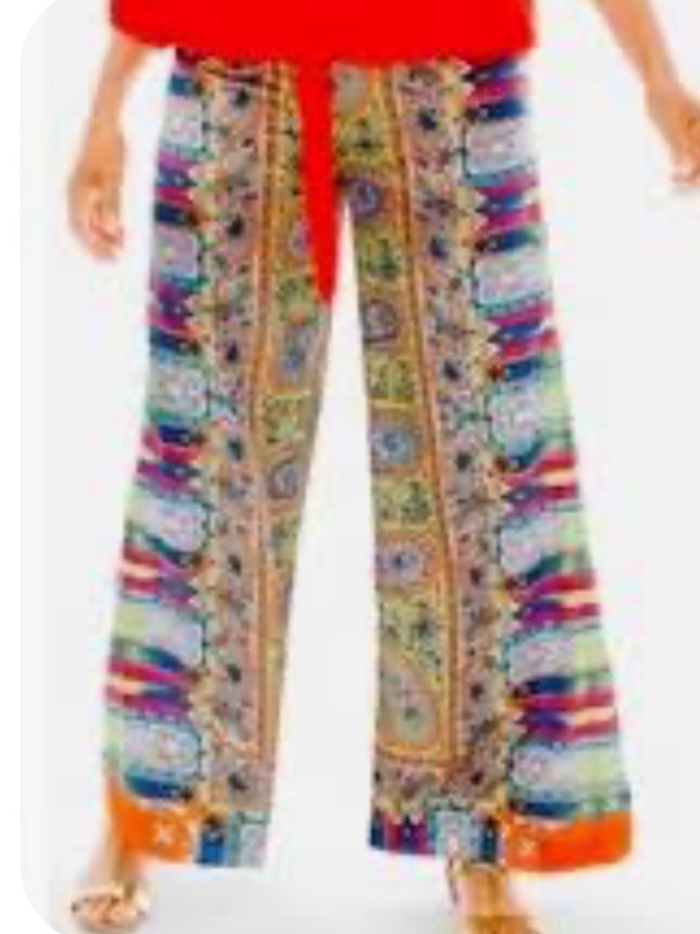 Chico’s Hypnotic Bold Print Power Pant Palazzo Silky Fluid Flare Leg Breezy SZ 0 - Picture 3 of 9